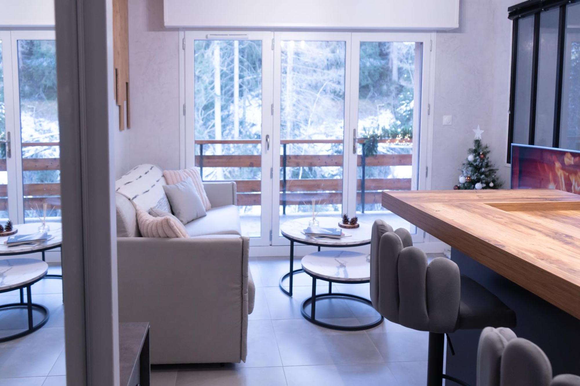 Studio Cabine Au Loup Blanc Avec Vue Mont Blanc 圣热尔韦莱班 外观 照片